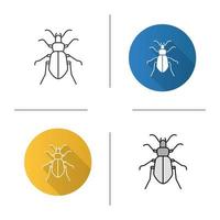 Ground beetle icon. Flat design, linear and color styles. Bug. Isolated vector illustrations