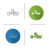 Dumbbells icon. Flat design, linear and color styles. Fitness equipment. Isolated vector illustrations