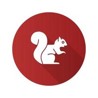 Squirrel flat design long shadow glyph icon. Chipmunk. Vector silhouette illustration