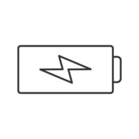 Battery charging linear icon. Accumulator. Thin line illustration. Contour symbol. Vector isolated outline drawing