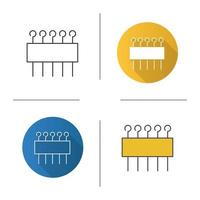 Eye pins set icon. Flat design, linear and color styles. Isolated vector illustrations