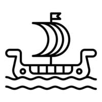 icono de línea de barco vikingo vector
