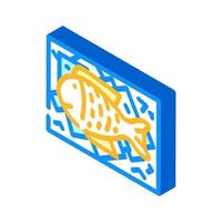 showcase with fish and ice isometric icon vector illustration