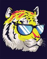 tiger head glasses mascot vector
