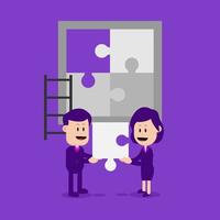 Business concept illustration. A man and a woman work together to solve a problem. Teamwork concept. Suitable for business illustration vector