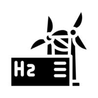 ilustración de vector de icono de glifo de producción de hidrógeno de energía eólica