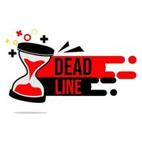 Deadline vector banner illustration with red hourglass icon.