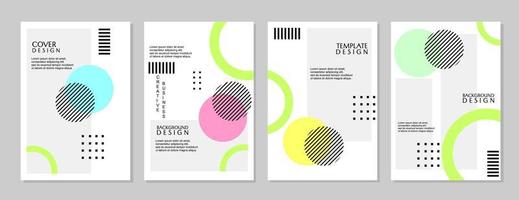 set of trendy geometric abstract cover designs for business. white background with pastel color shape elements. vector illustration