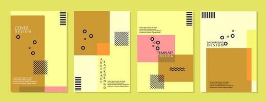 set of trendy cover designs and minimal pastel brown tones. geometric aesthetic background. catalog page cover vector