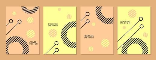 Set of trendy and minimal geometric style cover designs. brown background with circle elements. for covers, brochures, presentations vector