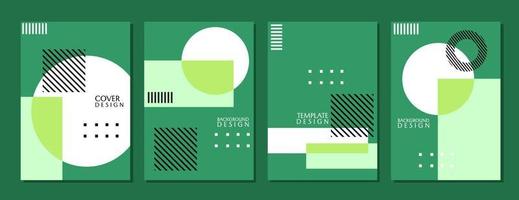 conjunto de diseños de portada de página de color verde abstracto. fondo geométrico fresco y natural. folleto comercial de diseño de portada médica vector