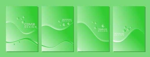 green gradient cover design set. fresh and luxurious background with waves texture. for catalog cover, presentation, business vector