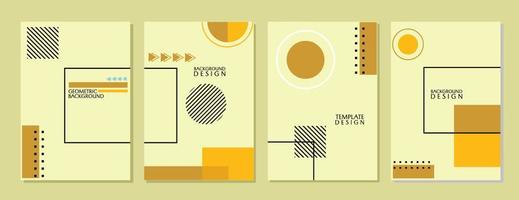 set of minimal and trendy geometric cover designs. pastel brown background with circle and rectangle vector