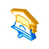 helmet and graduation cap isometric icon vector illustration