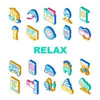 Relax Therapy Time Collection Icons Set Vector