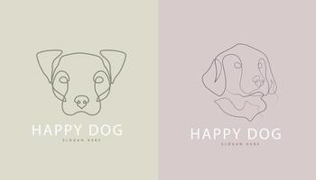 ilustración de logotipo y símbolo de dibujo de línea de perro abstracto lindo feliz vector