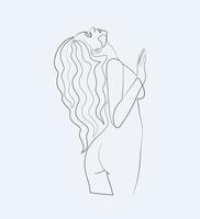 Young woman body outline silhouettes beauty abstract minimalist stylish female single line art vector illustration