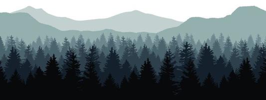 Vector Illustration Pine Landscape Mountain Nature Forest Background Pine Tree Vector.