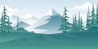 ilustración vectorial del paisaje montañoso y forestal. vector