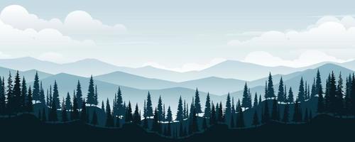 Landscape of mountains with pines and forests. vector