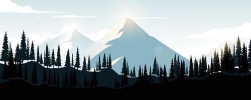 Landscape of mountains and pine forests. vector