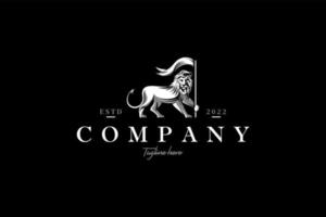 Lion logo in luxurious white and silver vector