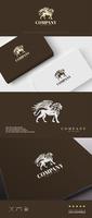 Lion logo classic with single color detail illustration vector