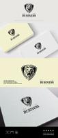 Lion logo with head inside shield vector