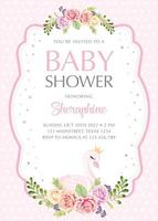 Baby shower invitation with pretty swan vector