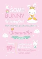 Royal birthday invitation with princess bunny vector