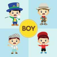 cute boy vector illustration in various costume