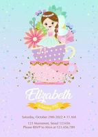 Birthday invitaton with beautiful fairy vector