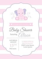 Baby shower card with pink elephant vector