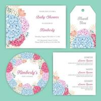 conjunto de invitación de baby shower floral vector