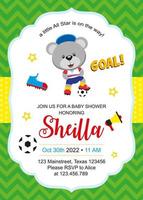 baby shower card with cute bear football player