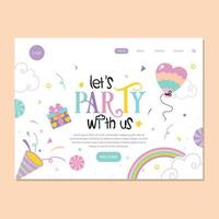 landing web page for party planner and party organizer