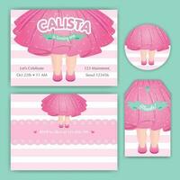 birthday invitation set with pink skirt free vector