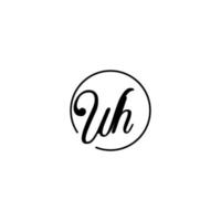 logotipo inicial del círculo wh mejor para la belleza y la moda en un concepto femenino audaz vector