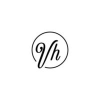 logotipo inicial del círculo vh mejor para la belleza y la moda en un concepto femenino audaz vector
