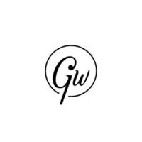 logotipo inicial del círculo gw mejor para la belleza y la moda en un concepto femenino audaz vector