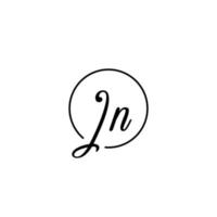 logotipo inicial del círculo jn mejor para la belleza y la moda en un concepto femenino audaz vector