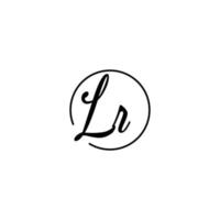 logotipo inicial del círculo lr mejor para la belleza y la moda en un concepto femenino audaz vector