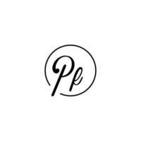 PF circle initial logo best for beauty and fashion in bold feminine concept vector