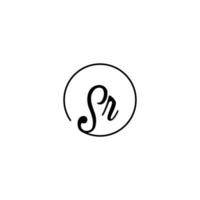logotipo inicial del círculo sr mejor para la belleza y la moda en un concepto femenino audaz vector