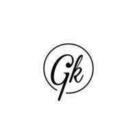 GK circle initial logo best for beauty and fashion in bold feminine concept vector