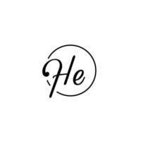 HE circle initial logo best for beauty and fashion in bold feminine concept vector