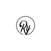 RY circle initial logo best for beauty and fashion in bold feminine concept vector