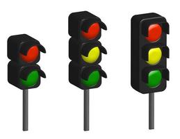 realistic traffic lights in 3D performance on a transparent background, traffic control vector