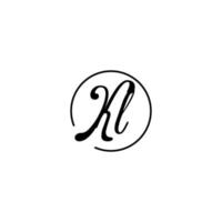 KL circle initial logo best for beauty and fashion in bold feminine concept vector