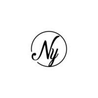 logotipo inicial de ny circle mejor para la belleza y la moda en un concepto femenino audaz vector